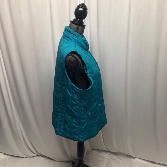 Keren Hart Puffer Vest Womens Size XL Teal Quilted Zipper Closure Sleeveless - Picture 4 of 8